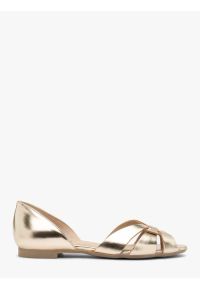 Ryłko - Platynowe baleriny damskie. Kolor: szary. Materiał: skóra. Wzór: ażurowy. Sezon: lato. Styl: street, elegancki #1