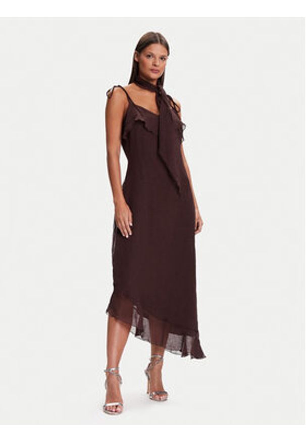 Vero Moda Sukienka koktajlowa Sabrina 10344471 Brązowy Regular Fit. Kolor: brązowy. Materiał: syntetyk. Styl: wizytowy