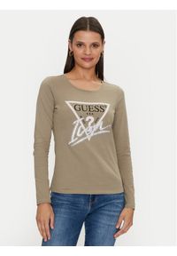 Guess Bluzka Icon W4YI33 I3Z14 Zielony Slim Fit. Kolor: zielony. Materiał: bawełna