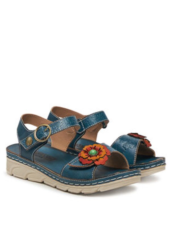 Laura Vita Sandały Dorry 03 Granatowy. Kolor: niebieski. Materiał: skóra