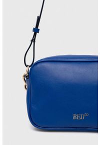 Red Valentino torebka skórzana kolor niebieski. Kolor: niebieski. Materiał: skórzane. Rodzaj torebki: na ramię #5