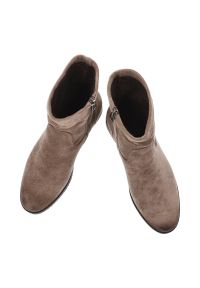 Beżowe Botki Vinceza Ocieplane Obuwie Damskie. Kolor: beżowy. Materiał: zamsz, materiał. Szerokość cholewki: normalna. Sezon: zima, jesień. Obcas: na obcasie. Styl: klasyczny, elegancki. Wysokość obcasa: średni #5