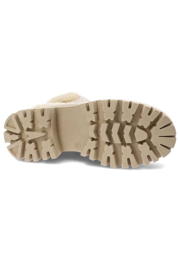 Beżowe Botki Lemar Skórzane Ocieplane Buty Damskie. Kolor: beżowy. Materiał: skóra. Szerokość cholewki: normalna