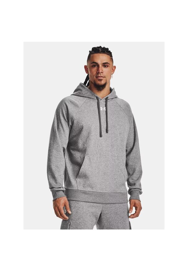 Under Armour - Bluza fitness męska UNDER ARMOUR Rival Fleece Hoodie z kapturem. Typ kołnierza: kaptur. Kolor: szary. Sport: fitness