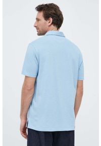 Polo Ralph Lauren polo z domieszką lnu kolor niebieski gładki. Typ kołnierza: polo. Kolor: niebieski. Materiał: len. Wzór: gładki #4