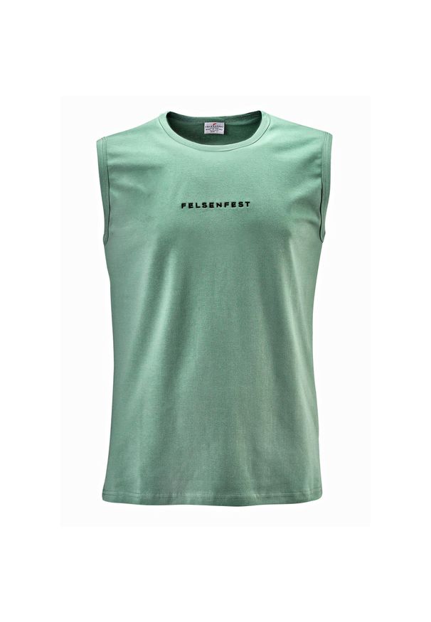 FELSENFEST - Tank-top Męski Only Way is Up. Kolor: niebieski. Materiał: lycra, bawełna. Długość rękawa: bez rękawów. Wzór: nadruk. Sport: wspinaczka