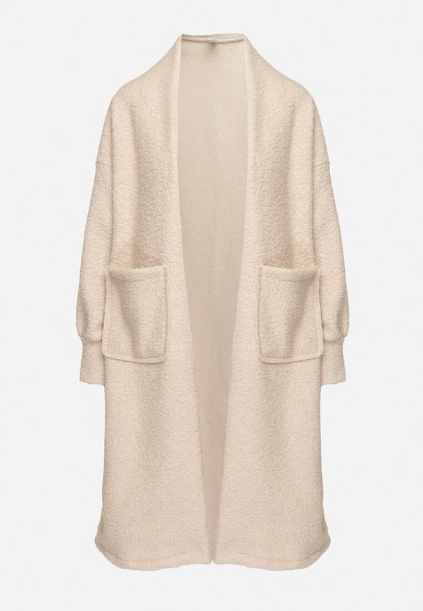 Born2be - Jasnobeżowy Płaszcz Boucle Niezapinany Zopho. Okazja: na co dzień. Kolor: beżowy. Materiał: tkanina, jeans. Styl: casual, elegancki, klasyczny