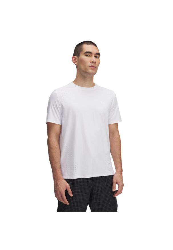 Koszulka Under Armour Launch Elite. Kolor: biały. Materiał: tkanina. Sport: fitness