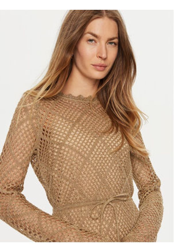 TwinSet - TWINSET Sukienka dzianinowa 241TP3120 Brązowy Regular Fit. Kolor: brązowy. Materiał: wiskoza