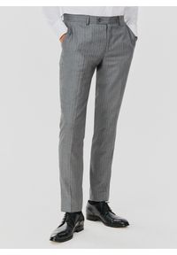 Pako Lorente - PAKO LORENTE – Szare spodnie garniturowe w prążek. Kolor: szary. Materiał: poliester, wiskoza. Wzór: prążki. Styl: elegancki #2