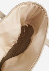 Born2be - Beżowa Torebka z Bawełny Ozdobiona Paskiem w Panterkę Felariela. Kolor: beżowy. Wzór: aplikacja, motyw zwierzęcy. Styl: boho, klasyczny, casual #3