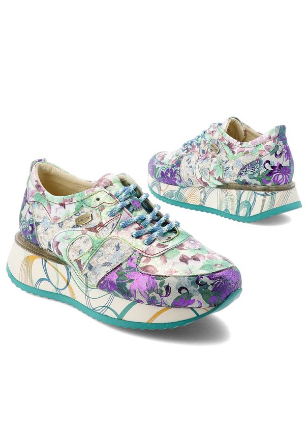 Kolorowe Sneakersy Laura Vita Stylowe Obuwie Damskie. Okazja: na co dzień. Zapięcie: sznurówki. Materiał: materiał. Szerokość cholewki: normalna. Wzór: kolorowy. Styl: elegancki