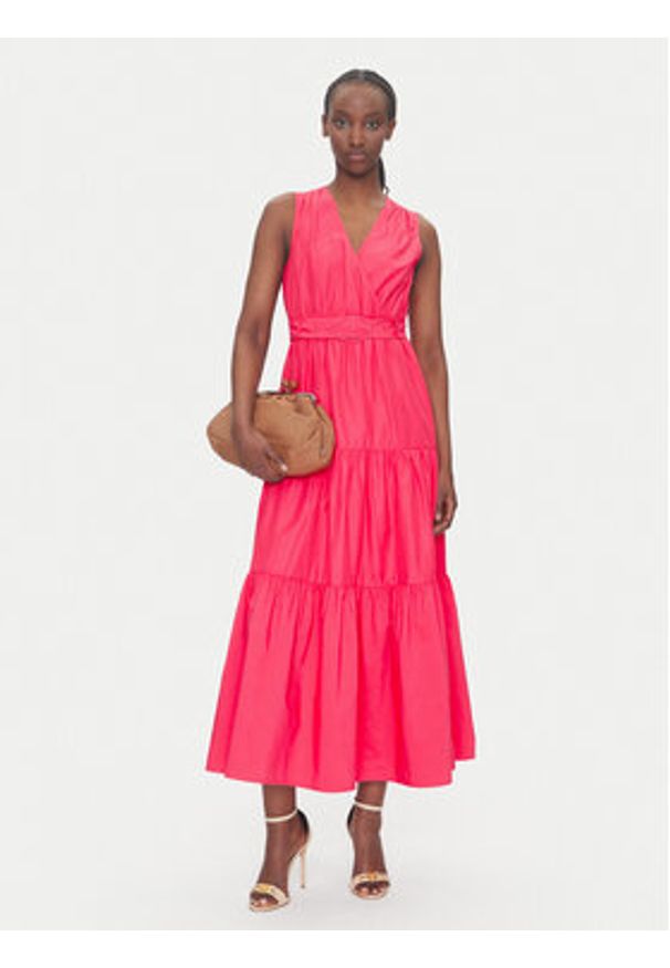 Morgan Sukienka letnia 251-RASKA Różowy Regular Fit. Kolor: różowy. Materiał: syntetyk. Sezon: lato