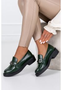 Sergio Leone - Mokasyny sergio leone damskie ze sprzączką skórzana wkładka zielone bt196. Okazja: na co dzień. Zapięcie: sprzączka. Kolor: zielony. Materiał: skóra ekologiczna. Szerokość cholewki: normalna. Styl: klasyczny, casual, elegancki #2