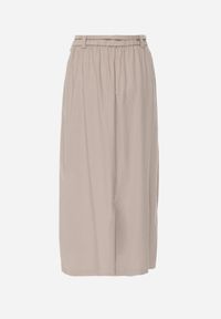 Born2be - Beżowa Wiskozowa Spódnica o Rozkloszowanym Kroju z Plisami i Paskiem Rolea. Okazja: na co dzień. Kolor: beżowy. Materiał: wiskoza. Styl: casual, elegancki, klasyczny #4