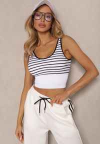 Renee - Czarno-Biały Tank Top z Prążkowanego Materiału w Print w Paski Sesarila. Okazja: na co dzień. Kolor: czarny. Materiał: materiał, prążkowany. Wzór: paski, nadruk. Styl: klasyczny, elegancki, casual #5