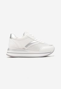 Born2be - Białe Sneakersy z Delikatnymi Błyszczącymi Wstawkami Ablasta. Okazja: na co dzień. Kolor: biały #2