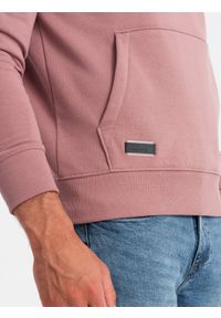 Ombre Clothing - Bluza dresowa męska kangurka z kapturem BASIC – ciemnoróżowa V4 OM-SSBN-0161 - XXL. Okazja: na co dzień. Typ kołnierza: kaptur. Kolor: różowy. Materiał: dresówka. Wzór: jednolity. Styl: sportowy, casual #3