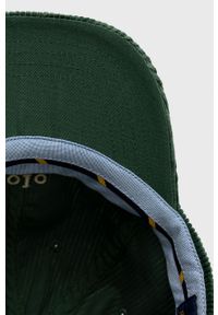 Polo Ralph Lauren czapka z daszkiem sztruksowa kolor zielony gładka. Kolor: zielony. Materiał: sztruks. Wzór: gładki #2