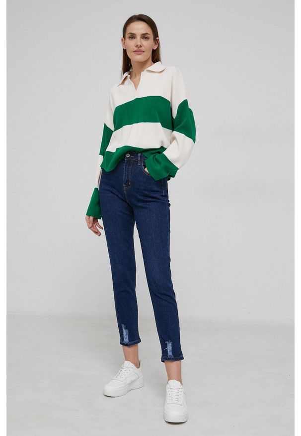 Answear Lab Jeansy damskie high waist. Stan: podwyższony. Kolor: niebieski. Styl: wakacyjny