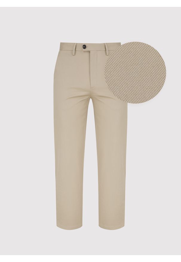 Pako Lorente - PAKO LORENTE – Beżowe spodnie męskie o kroju carrot. Kolor: beżowy. Materiał: elastan, bawełna. Wzór: gładki