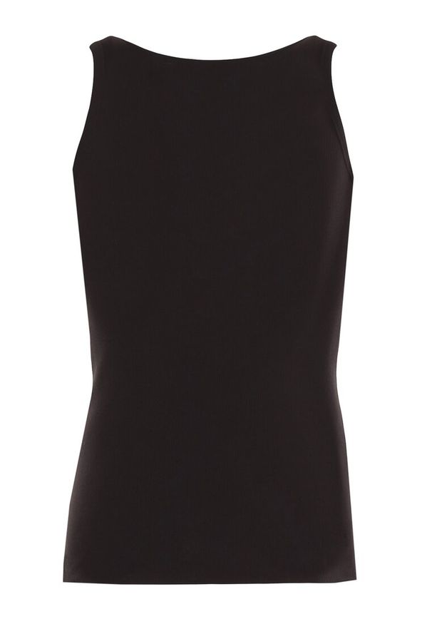 Born2be - Czarna Koszulka Psalosi. Kolor: czarny. Materiał: bawełna, prążkowany. Długość rękawa: bez rękawów