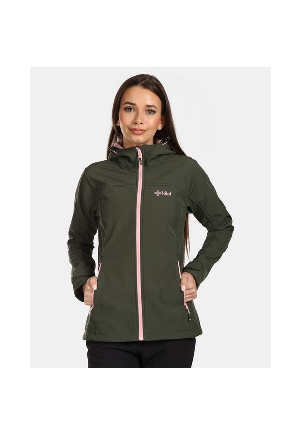 Kilpi Ravia-W damska kurtka softshell zielona 46. Kolor: różowy. Materiał: softshell. Sport: turystyka piesza