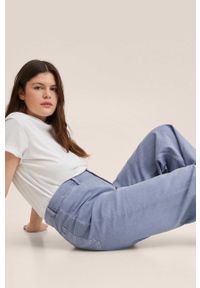 mango - Mango jeansy Catherin damskie high waist. Stan: podwyższony. Kolor: niebieski #10
