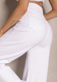 Renee - Białe Jeansy High Waist o Szerokim Kroju Sallizia. Stan: podwyższony. Kolor: biały. Styl: klasyczny, elegancki