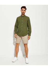 Ralph Lauren - RALPH LAUREN - Koszula Custom Fit khaki. Typ kołnierza: polo. Kolor: zielony. Materiał: bawełna. Wzór: haft #2