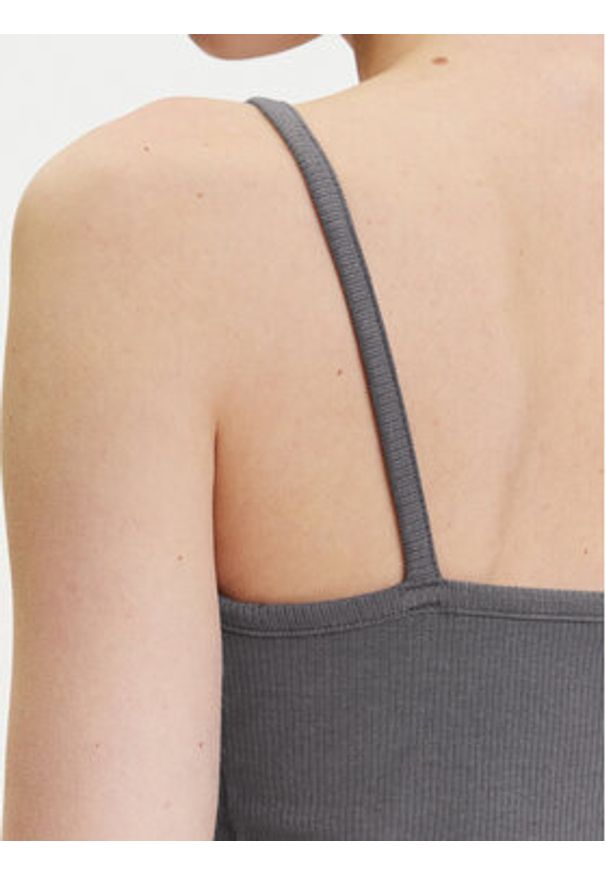 Adidas - adidas Top ALL SZN Rib JJ1223 Szary Slim Fit. Kolor: szary. Materiał: wiskoza, bawełna