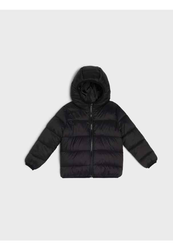 Sinsay - Pikowana kurtka z kapturem z lekkim ociepleniem - czarny. Typ kołnierza: kaptur. Kolor: czarny