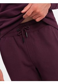 Ombre Clothing - Dresowy bawełniany komplet męski BASIC bluza nierozpinana + joggery – bordowy V3. Kolor: czerwony. Materiał: dresówka, bawełna. Wzór: jednolity #5