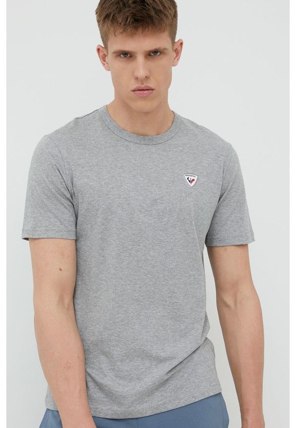 Rossignol t-shirt bawełniany kolor szary z aplikacją. Kolor: szary. Materiał: bawełna. Wzór: aplikacja