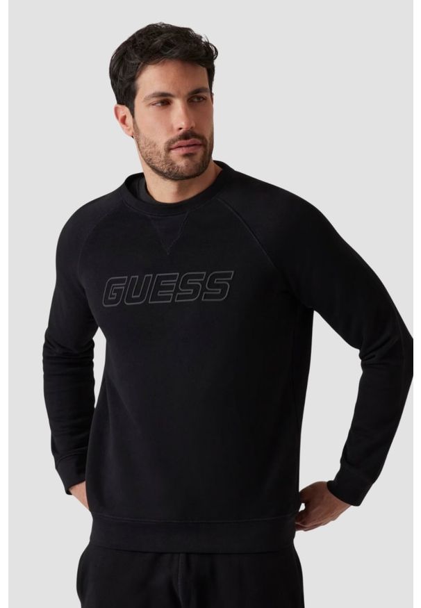 Guess - GUESS Czarna męska bluza New Aldwin. Kolor: czarny