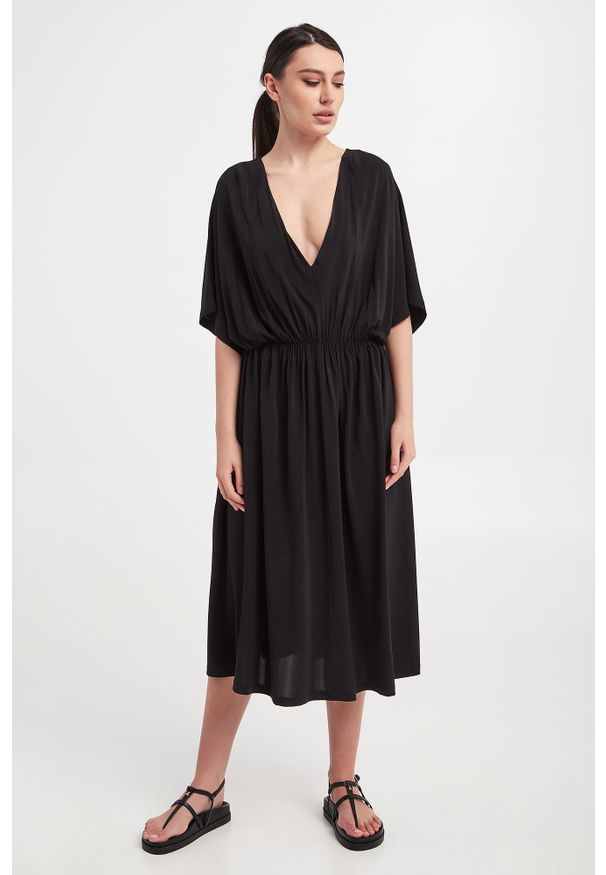 Max Mara Beachwear - Sukienka Orano MAX MARA BEACHWEAR. Materiał: tkanina, wiskoza. Długość rękawa: krótki rękaw. Wzór: gładki. Długość: maxi