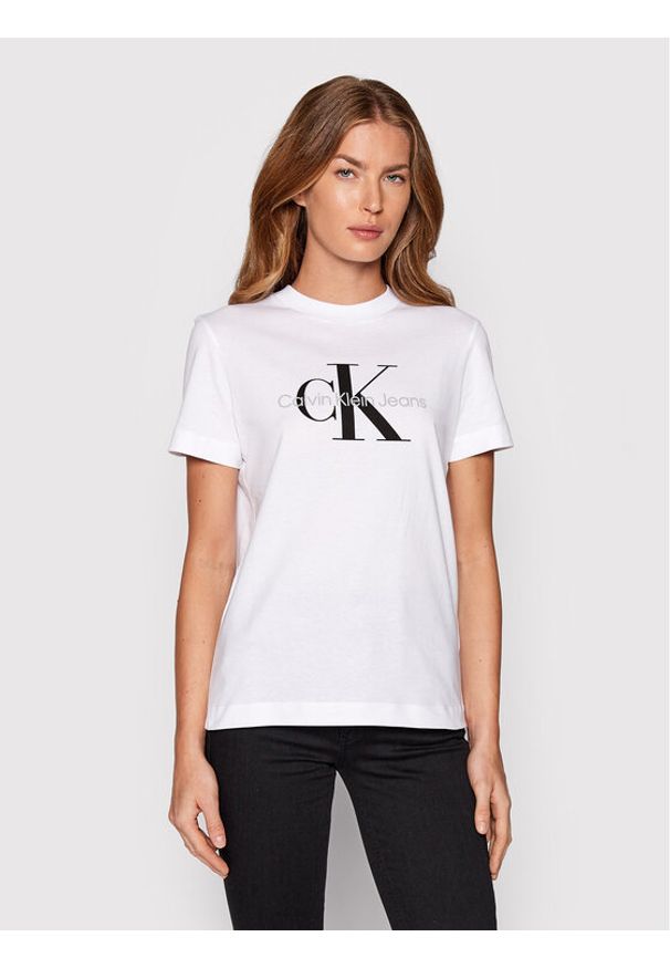 Calvin Klein Jeans T-Shirt J20J219142 Biały Regular Fit. Kolor: biały. Materiał: bawełna