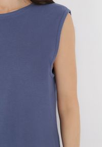 Born2be - Granatowa Sukienka Nemeope. Kolor: niebieski. Materiał: jeans, bawełna, tkanina. Długość rękawa: bez rękawów. Wzór: aplikacja, gładki. Styl: klasyczny, wakacyjny. Długość: mini #5