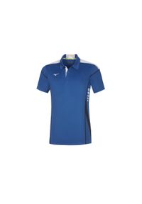 Polo Mizuno hex rect. Typ kołnierza: polo. Kolor: niebieski. Sport: tenis #1
