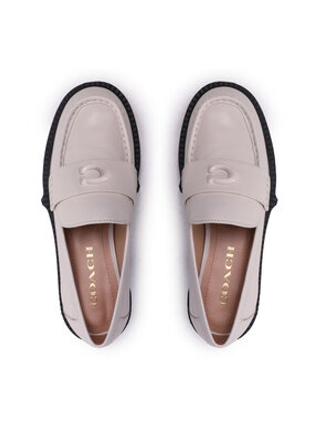 Coach Loafersy Leah CB990 Beżowy. Kolor: beżowy. Materiał: skóra