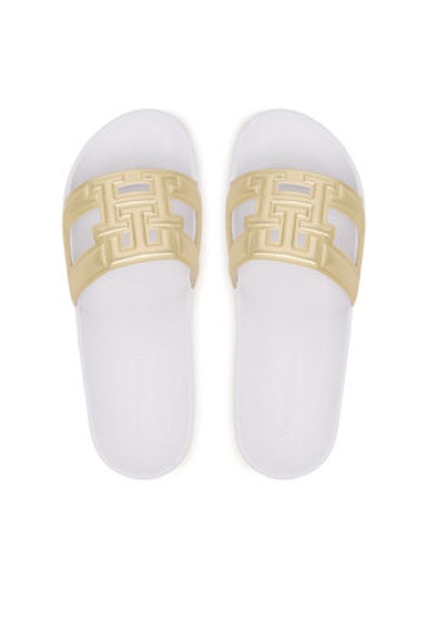 TOMMY HILFIGER - Tommy Hilfiger Klapki Monogram Pool Slide FW0FW09525 Złoty. Kolor: złoty. Materiał: skóra