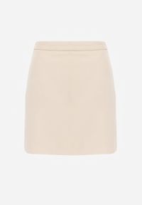 Born2be - Beżowa Gładka Spódnica VICES o Ołówkowym Kroju Abilura. Okazja: na spotkanie biznesowe, do pracy, na komunię. Kolor: beżowy. Wzór: gładki. Styl: biznesowy #4