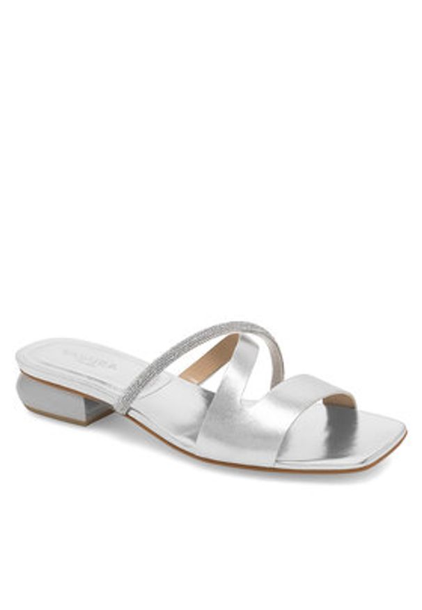 Badura Klapki BRITTOLI-A022-01-01 Srebrny. Kolor: srebrny. Materiał: skóra