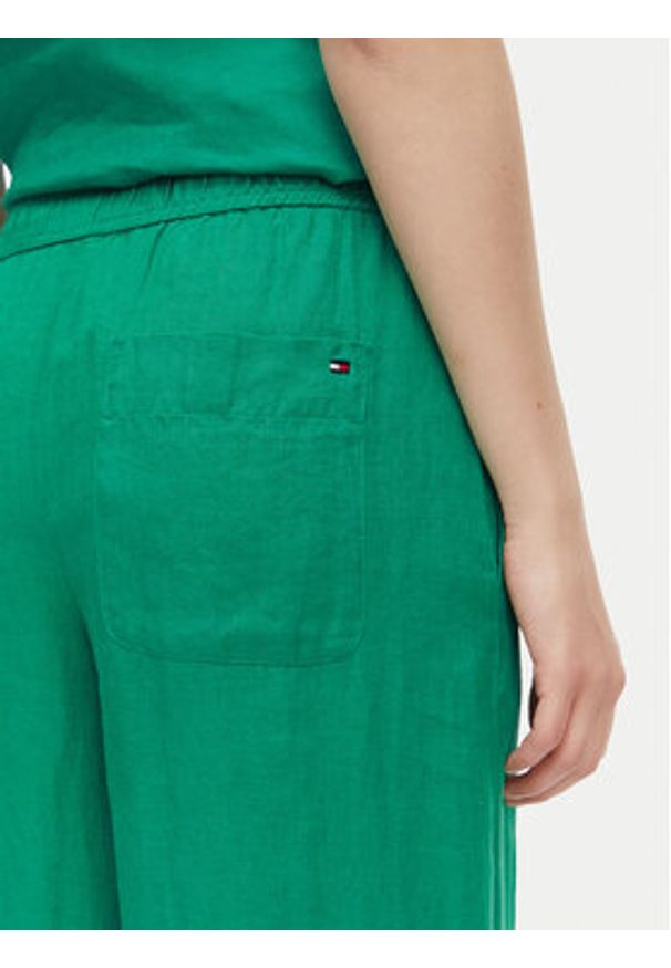 TOMMY HILFIGER - Tommy Hilfiger Spodnie materiałowe WW0WW48970 Zielony Relaxed Fit. Kolor: zielony. Materiał: len