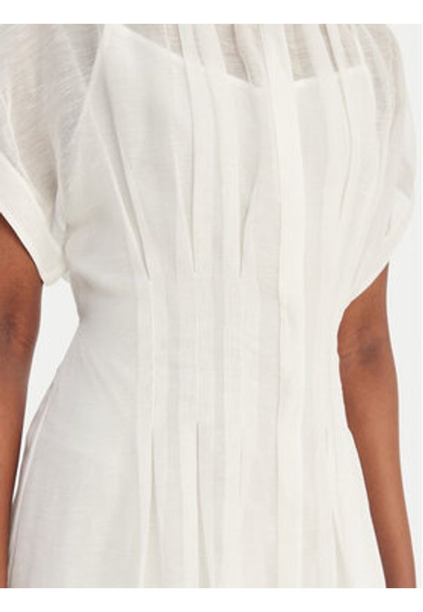 BOSS Sukienka koszulowa Davinata 50559733 Biały Regular Fit. Kolor: biały. Materiał: wiskoza, len. Typ sukienki: koszulowe