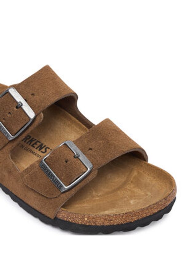 Birkenstock Klapki Arizona 1032717 Beżowy ciemny. Kolor: beżowy. Materiał: zamsz, skóra