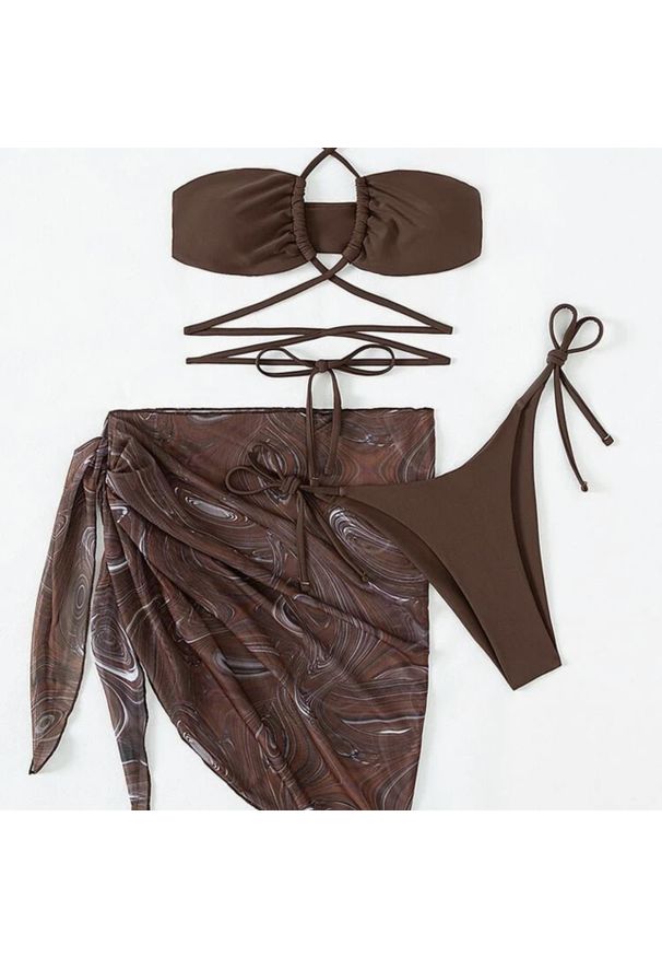 Intica - Strój kąpielowy dwuczęściowy z pareo na plażę Miraldine. Materiał: materiał