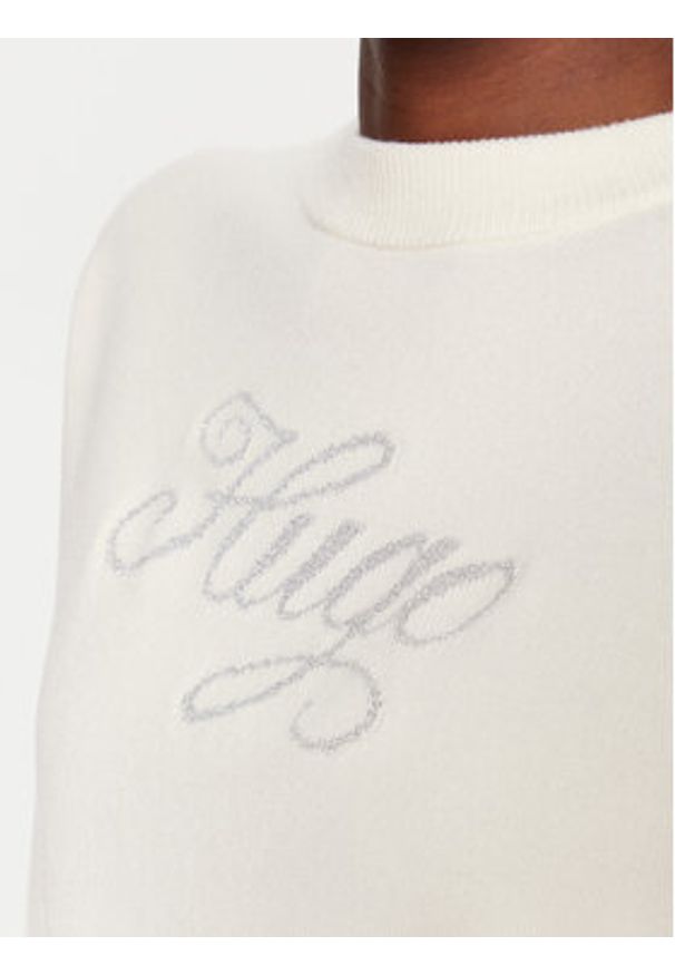 Hugo - HUGO Sweter Slogix_B 50548145 Beżowy Relaxed Fit. Kolor: beżowy. Materiał: syntetyk