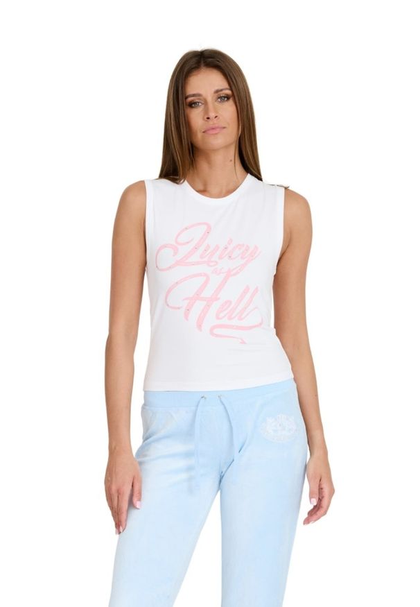 Juicy Couture - JUICY COUTURE Biały damski top Juicy As Hell Tank, Rozmiar XS. Kolor: biały