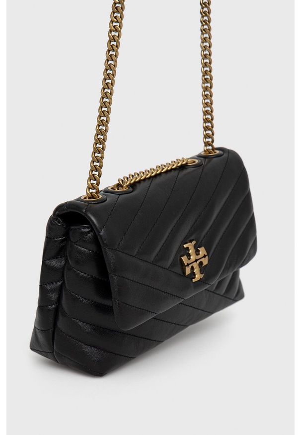Tory Burch torebka skórzana kolor czarny. Kolor: czarny. Materiał: skórzane. Rodzaj torebki: na ramię
